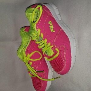 Fila pink and yellow running sneakers. Size 12 1/2